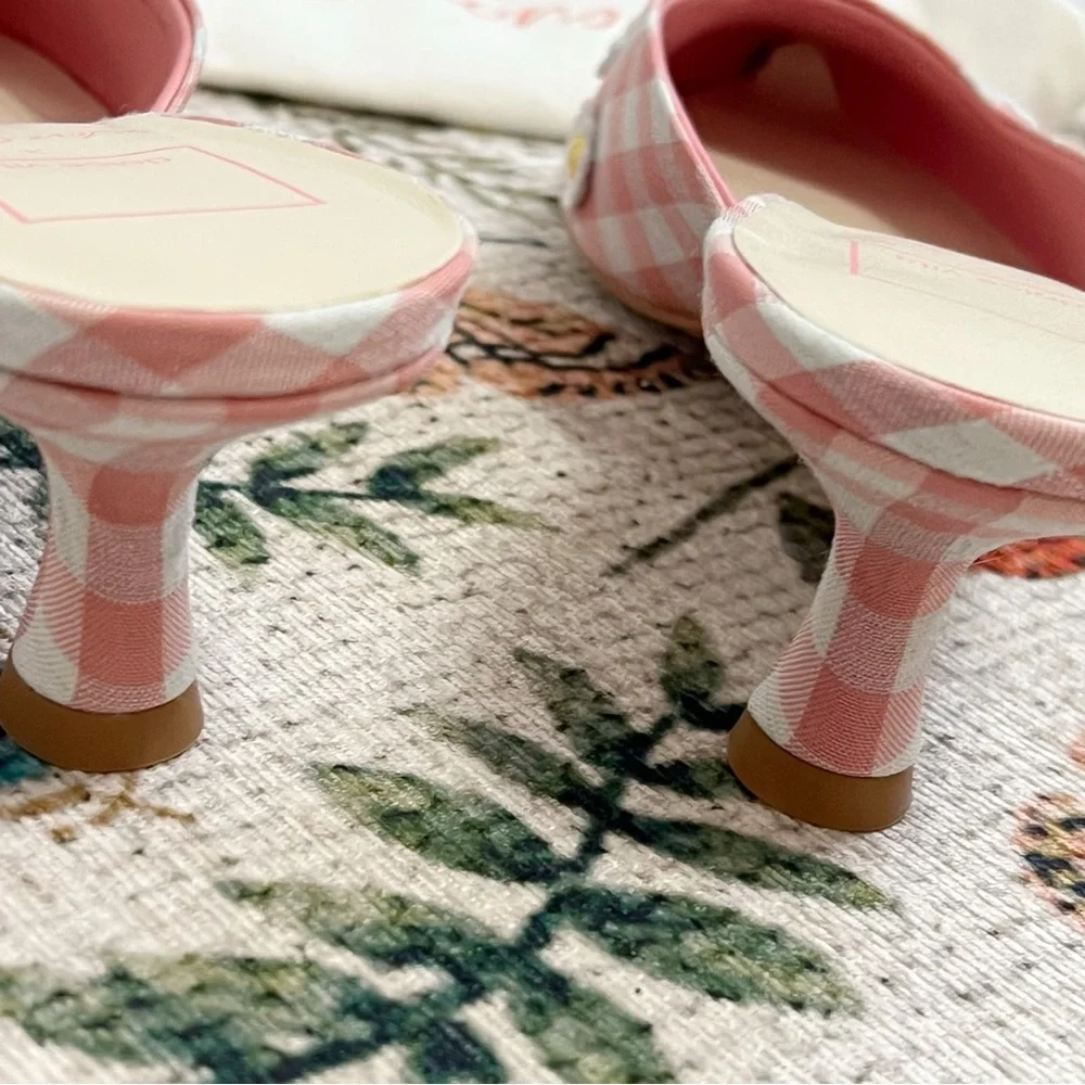NWT For Love And Lemons X Dolce Vita Lilou Mule in Pink Chalk Gingham Mule - Picture 9 of 13